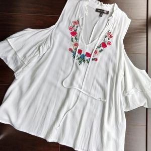 White flora design blouse